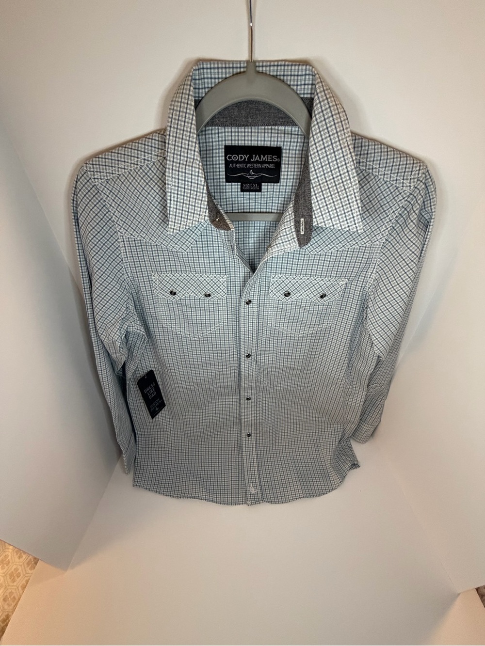 Cody James Boys White & Gray Plaid Button-Down Shirt